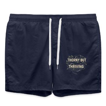 Tattooed plant lover plant mom - Swim Trunks - french navy - Front - AI Model Male 185 light (185cm)