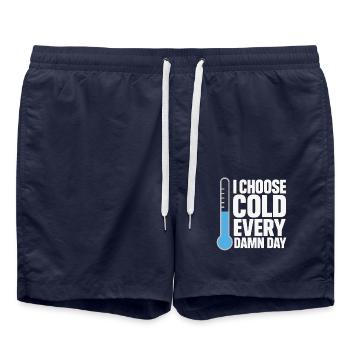 Kaltes Duschen Mentale Härte Kälteexposition - Badeshorts - French Navy - Vorne - AI Model Male 185 light (185cm)