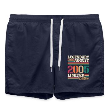 Vintage 2005 August Retro Birthday Gift - Swim Trunks - french navy - Front - AI Model Male 185 light (185cm)