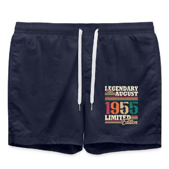 Vintage 1955 August Retro Birthday Gift - Swim Trunks - french navy - Front - AI Model Male 185 light (185cm)