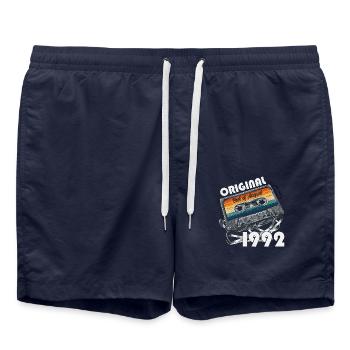 33rd Birthday Gift Husband Cassette August 1992 - Swim Trunks - french navy - Front - AI Model Male 185 light (185cm)