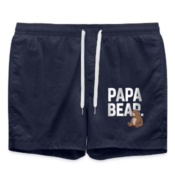 Papa Bear – Lustiges Design für Väter - Badeshorts - French Navy - Vorne - AI Model Male 185 light (185cm)