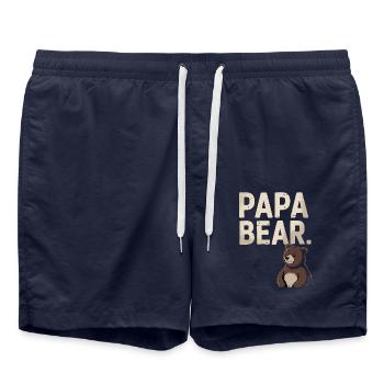 Papa Bear – Lustiges Design für Väter - Badeshorts - French Navy - Vorne - AI Model Male 185 light (185cm)