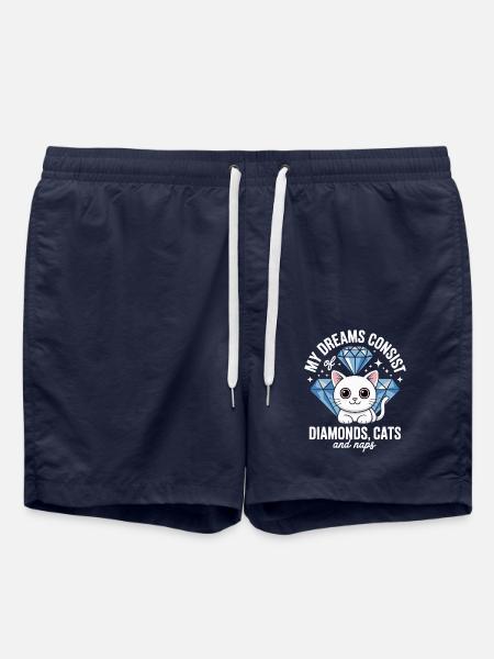 Träume bestehen aus Diamanten, Katzen, Nickerchen - Badeshorts - French Navy