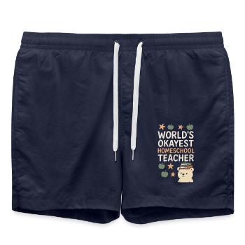 Homeschool Mom Mama Bear Homeschooling Gift - Swim Trunks - french navy - Front - AI Model Male 185 light (185cm)