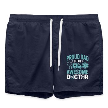 Fier papa d’un médecin génial - Short de bain - bleu marine - Devant - AI Model Male 185 light (185cm)