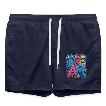 Un design de graffiti DREAM plein de couleurs et de motivation - Short de bain - bleu marine - Devant - AI Model Male 185 light (185cm)