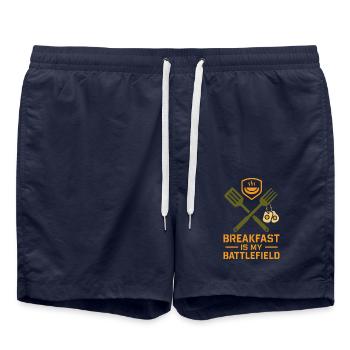 omelette oeuf plié drôle petit déjeuner cuisinier - Short de bain - bleu marine - Devant - AI Model Male 185 light (185cm)