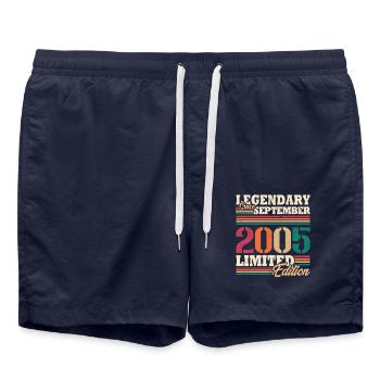 Vintage 2005 Septembre Cadeau Anniversaire Rétro - Short de bain - bleu marine - Devant - AI Model Male 185 light (185cm)
