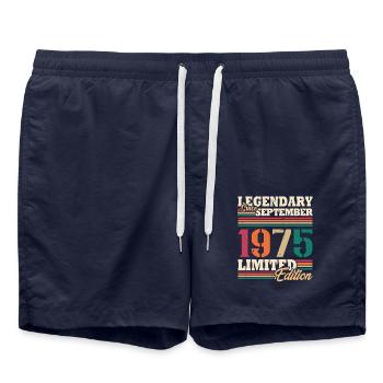 Vintage 1975 Septembre Cadeau Anniversaire Rétro - Short de bain - bleu marine - Devant - AI Model Male 185 light (185cm)