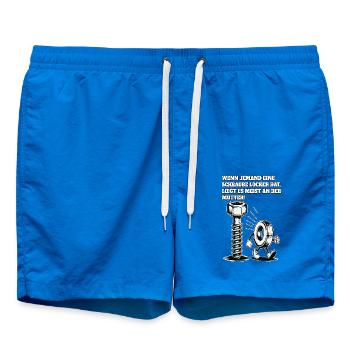 If someone has a screw loose nut saying - Swim Trunks - cobalt blue - Front