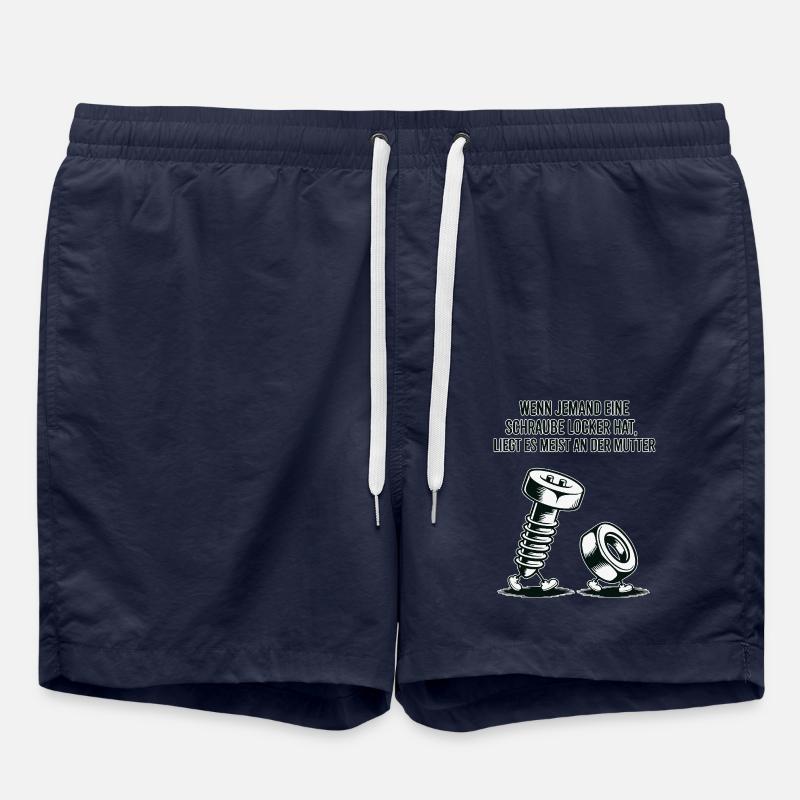 Wenn jemand eine Schraube locker hat Mutter Spruch - Badeshorts - French Navy