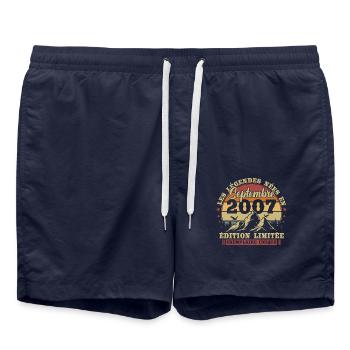 Vintage September 2007 Retro Geburtstagsgeschenk - Badeshorts - French Navy - Vorne - AI Model Male 185 light (185cm)