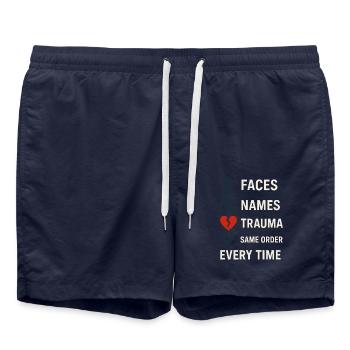 Memory Athlet Mnemonic Brain Training Mental - Badeshorts - French Navy - Vorne - AI Model Male 185 light (185cm)