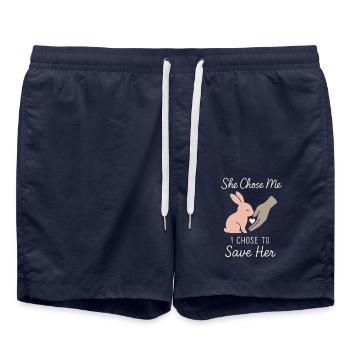 Bunny Mama Kaninchenrettung Adoptiere, Kaufe - Badeshorts - French Navy - Vorne - AI Model Male 185 light (185cm)