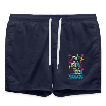 Queer Pride Queer Joy Lgbtq+ Affirmation Trans - Swim Trunks - french navy - Front - AI Model Male 185 light (185cm)
