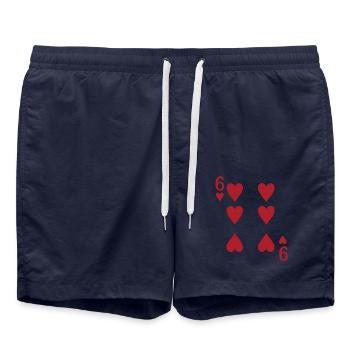 Cartes Coeur Six Skat Poker Doppelkopf - Short de bain - bleu marine - Devant - AI Model Male 185 light (185cm)