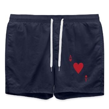 Cartes Coeur Ace Skat Poker Doppelkopf - Short de bain - bleu marine - Devant - AI Model Male 185 light (185cm)