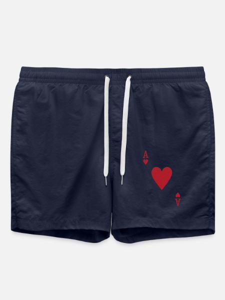 Karten Herz Ass Skat Poker Doppelkopf - Badeshorts - French Navy
