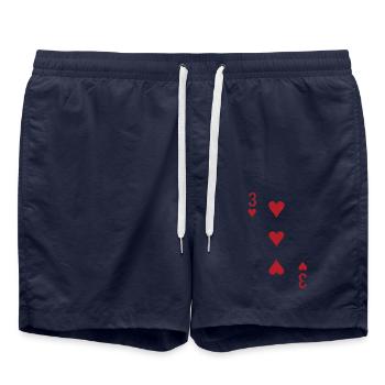 Cards Heart Three Skat Poker Double Head - Swim Trunks - french navy - Front - AI Model Male 185 light (185cm)