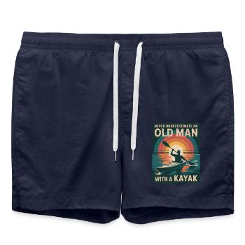 Never Underestimate an Old Man with a Kayak - Swim Trunks - french navy - Front - AI Model Male 185 light (185cm)