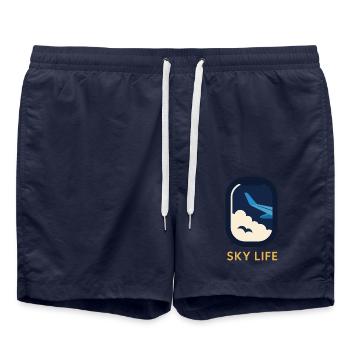 Flugbegleiter Kabinencrew Leben Luftfahrt - Badeshorts - French Navy - Vorne - AI Model Male 185 light (185cm)