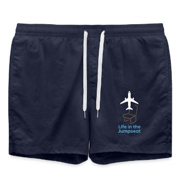 Flugbegleiter Kabinencrew Leben Luftfahrt - Badeshorts - French Navy - Vorne - AI Model Male 185 light (185cm)