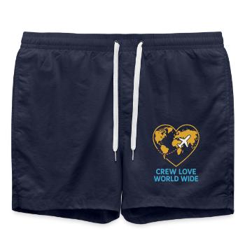 Flugbegleiter Kabinencrew Leben Luftfahrt - Badeshorts - French Navy - Vorne - AI Model Male 185 light (185cm)
