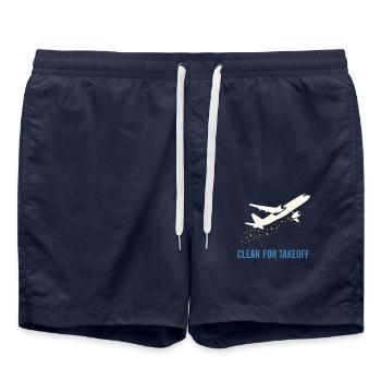 Flugbegleiter Kabinencrew Leben Luftfahrt - Badeshorts - French Navy - Vorne - AI Model Male 185 light (185cm)