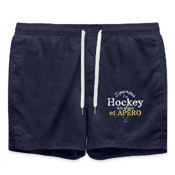 J'peux pas j'ai hockey sur glace et apéro - Short de bain - bleu marine - Devant - AI Model Male 185 light (185cm)