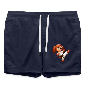 Dachshund Karate Martial Arts High Kick Martial Arts - Swim Trunks - french navy - Front - AI Model Male 185 light (185cm)