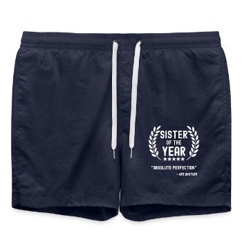 Beste Schwester Lustiger Spruch Geschenk Bruder - Badeshorts - French Navy - Vorne - AI Model Male 185 light (185cm)