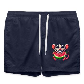 Cute Mouse Fruit Cartoon Water Melon Rodent - Swim Trunks - french navy - Front - AI Model Male 185 light (185cm)