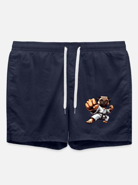 Carlin Karaté Dessin animé Chien Arts Martiaux - Short de bain - bleu marine