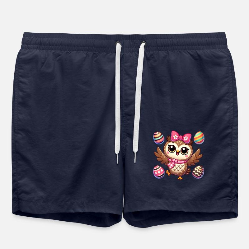 Eule jongliert Ostereier bunter Spaß - Badeshorts - French Navy