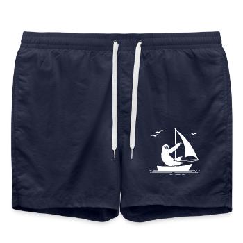paresseux voilier voile minimaliste - Short de bain - bleu marine - Devant - AI Model Male 185 light (185cm)