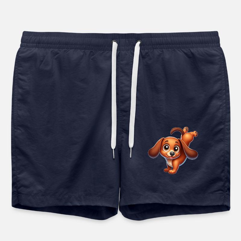 Cute Dachshund Handstand Breakdance - Swim Trunks - french navy