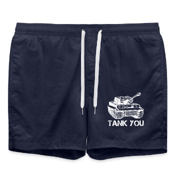 Panzer Danke Tank you - Badeshorts - French Navy - Vorne - AI Model Male 185 light (185cm)
