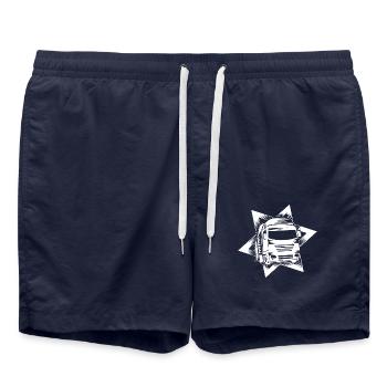 Truck Driver Trucker Silhouette Truck - Swim Trunks - french navy - Front - AI Model Male 185 light (185cm)