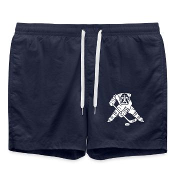 Bulldogge Eishockey Silhouette minimalistisch - Badeshorts - French Navy - Vorne - AI Model Male 185 light (185cm)