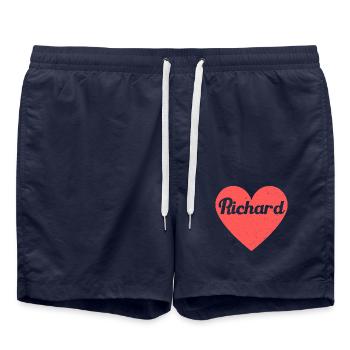 Richard Name Rotes Herz Liebe Fan Retro - Badeshorts - French Navy - Vorne - AI Model Male 185 light (185cm)
