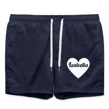Isabella Name Big Heart Love Artwork Gift - Swim Trunks - french navy - Front - AI Model Male 185 light (185cm)