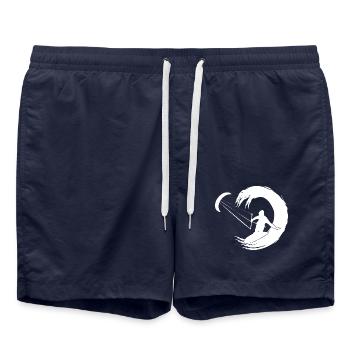 Kitesurfer Silhouette Giant Wave Adventure - Swim Trunks - french navy - Front - AI Model Male 185 light (185cm)