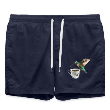 Kolibri Kaffee - Badeshorts - French Navy - Vorne - AI Model Male 185 light (185cm)
