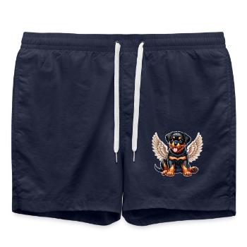 Rottweiler Cartoon Angel with Wings Cute Chibi - Swim Trunks - french navy - Front - AI Model Male 185 light (185cm)