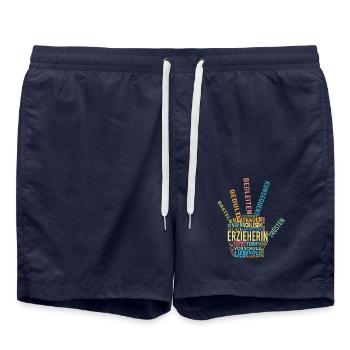 Erzieherin Shirt Wundervolle Worte - Badeshorts - French Navy - Vorne - AI Model Male 185 light (185cm)