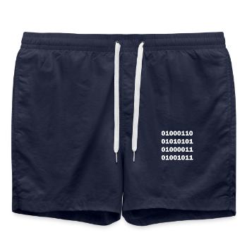 Binär Code Fuck - Badeshorts - French Navy - Vorne - AI Model Male 185 light (185cm)