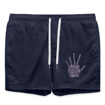 Erzieherin Shirt Wundervolle Worte - Badeshorts - French Navy - Vorne - AI Model Male 185 light (185cm)