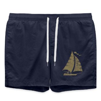 Segelboot Segeln Segler - Badeshorts - French Navy - Vorne - AI Model Male 185 light (185cm)