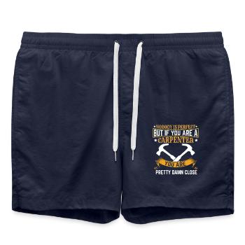 Zimmerer Spruch lustig Handwerker Hammer Holzbau - Badeshorts - French Navy - Vorne - AI Model Male 185 light (185cm)